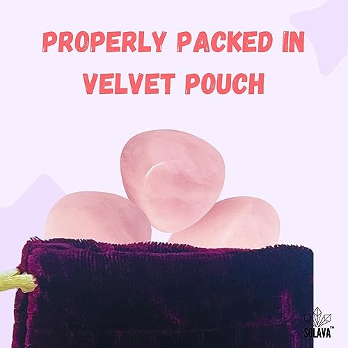 Image of SOLAVA Original Rose Quartz Stone Tumble-Natural Pink Crystal Stones Tumble For Healing, Love, Trust, Positivity, Compassion, Manifestation And Meditation-4 Piece