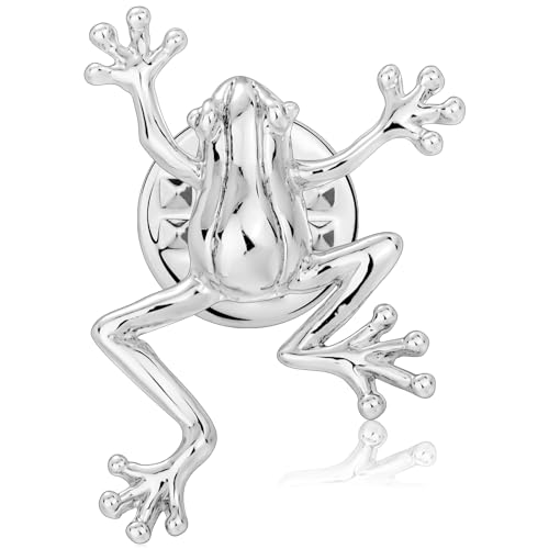 Silver Tone Frog Brooches Pins for Men，boy and girl suit with Gitf Box