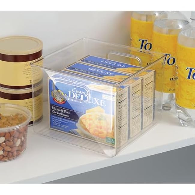 iDesign Fridge Bin with Handles, 2 Small and 2 Medium Bins, 4 Pack, Clear, Made in USA