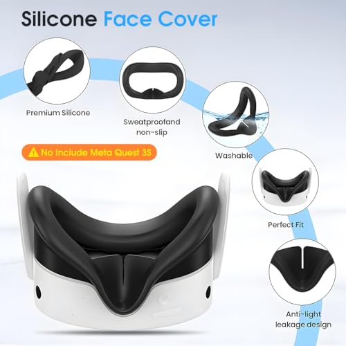 Image of ZORBES 5-in-1 Silicone Accessories for Meta Quest 3S, Protective Case Set for Quest 3S, VR Skin Cover Case Silicone Face Pad Lens Cover