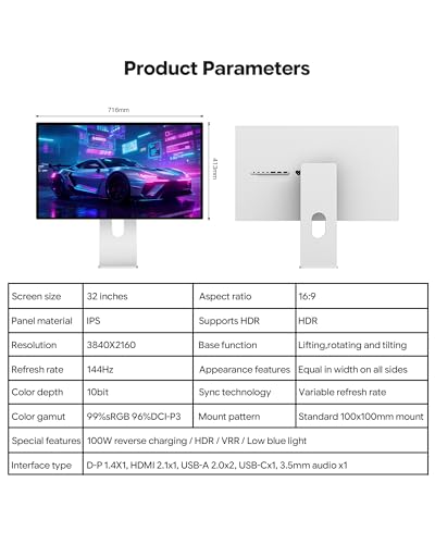 Kuycon P32K 32’’ UHD 4K 144Hz Glossy Monitor (Minimalist - with Stand) - image 8
