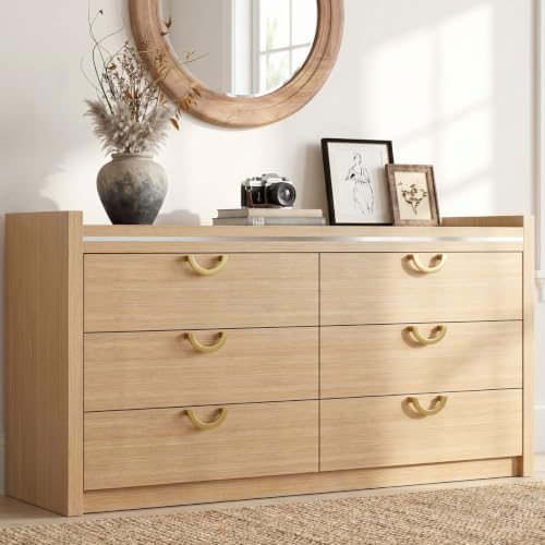 Gyfimoie 6 Drawer Dresser for Bedroom, 47.24" Wide Modern Chest o...