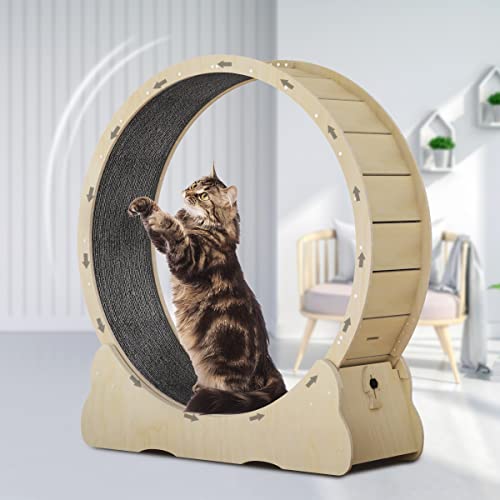 Yupindizu Cat Exercise Wheel,Cat Treadmill,Cat Wheel Exerciser For Indoor Cats,Suitable For All Cats Natural Wood Color Cat Wheel,Cat Running Wheel,Cat Sport Toy #TOP4