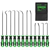12-Piece Pick and Hook Tool Set, Automotive Mechanic Tools, Car Auto Oil Seal/O-Ring Seal Hook Kit, Lock Pick Set, Mini & Long Precision Hooks for Hoses, Gaskets, Seal Puller Removal