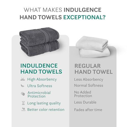 Image of MYTRIDENT Towels for Hand, Indulgence Collection, 100% Cotton Towels for Men /Women, 600 GSM, 2 Pc Hand Towel Set Luxury, 40 cm x 60 cm - Anchor Grey