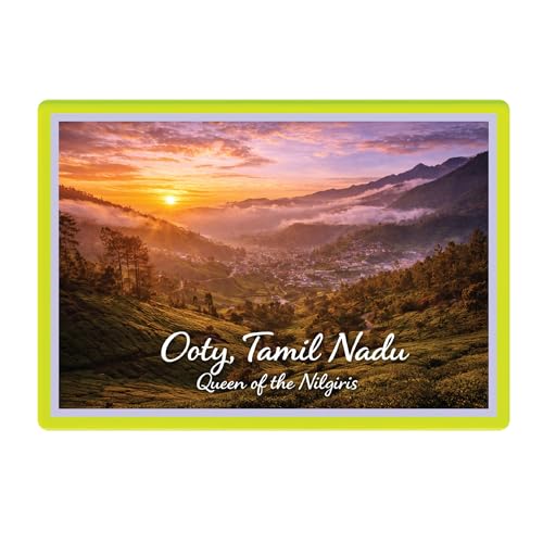 Image of Decorative Fridge Magnet with Glowing Border | Pack of 1 (Ooty, Tamil Nadu - Queen of the Nilgiris, 4x3 inch - Fluorescent Border)