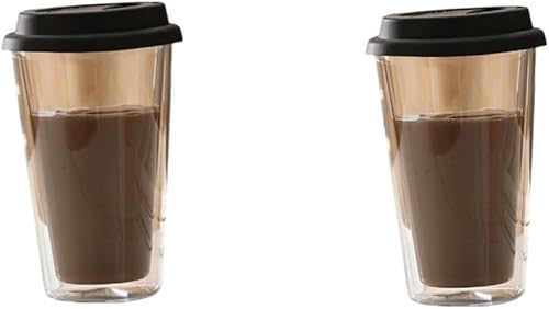 �R�[�q�[�J�b�v �K���X �ϔM 350ml �_�u���E�H�[���O���X �W�t�� ��d�\�� �O���X �R�b�v �^���u���[ (2��,�u���b�N)