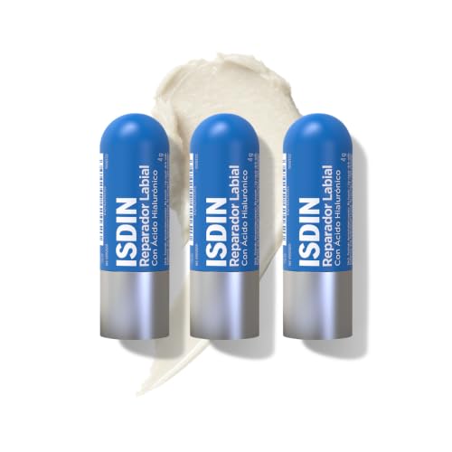 ISDIN Reparador Labial Stick, PACK TRIO Reparador Labial en barra con ácido hialurónico que protege y repara los labios, 3 unidades, 12g
