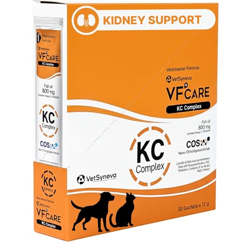 VFcare KC Complex Kidney Support Supplement for Cats & Dogs Omega 3 for Dogs Omega 3 for Cats Fish Oil SOD Nano-Chitooligosaccharide Vet Formula for Renal Health 30 Sachets