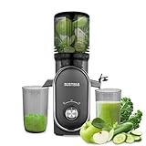 SUSTEAS Cold Press Juicer, 5.3' Feed Chute(50oz Capacity), 300 Watt Slow Masticating Juice Extractor for Whole Fruits and Vegetables, Automatic Feed, Easy to Clean, High Juice Yield,Silver gray