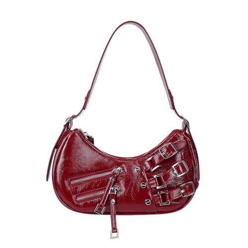 Realizzata in pelle PU di alta qualità: la nostra borsa a mezzaluna Y2K è realizzata in tessuto di pelle PU di alta qualità, con tiretti delle cerniere di alta qualità e accessori in metallo, non è solo morbida, confortevole e resistente, ma anche molto facile da mantenere.