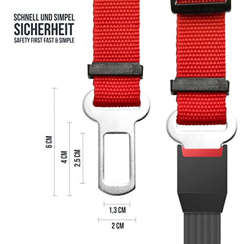 Lantelme Hunde Auto Sicherheitsgurt Adapter XL ausziehbar 60cm bis 95cm Extra Breit und Stark | Gurtadapter Nylon Farbe Rot für Autogurt KFZ Wohnmobil Fahrzeug Auto | Für große Hunde Tiertransport