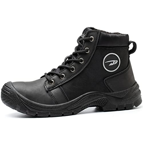 NBUUNBU Steel Toe Work Boots for Men Safety Work Shoes Slip Resistant Abrasion Resistance Leather Insulated Indestructible Boots Breathable Construction Footwear2