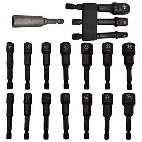 FOITECHY 17pcs Magnetic Nut Driver Set - 1/4” Hex Head Impact Driver Bit Set,CR-V Hex Head Drill Bit Screwdriver Socket Set SAE and Metric Screwdriver, One Size Cover