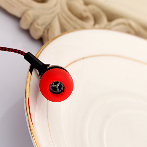 Amaping Universal 3.5mm in-Ear Stereo Earbuds Earphone Capsule Shape Clear Shell Protcetive Headphone Set for Cell Phone MP3 MP4 Player (Red)