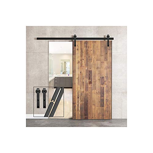 gifsin 7FT/213cm Herraje para Puerta Corredera Kit de Accesorios para Puertas Correderas,Negro J-Forma