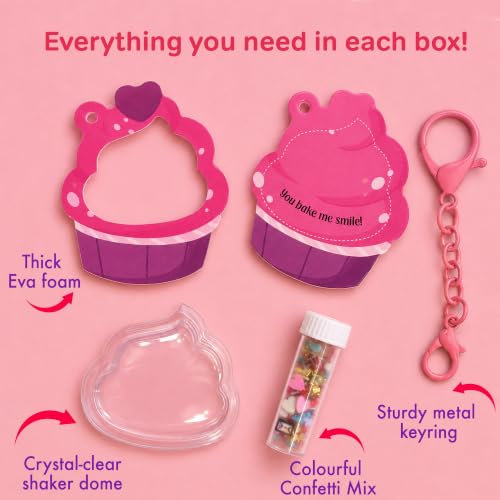 Image of Chalk & Chuckles Joydomes Sweet Cupcake, DIY Shaker Keychains & Bag Charms | Pack of 6, Tween Creative Accessories Kit, Birthday Return Gifts & Party Activity for Kids Age 6, 7, 8, 9, 10 Years