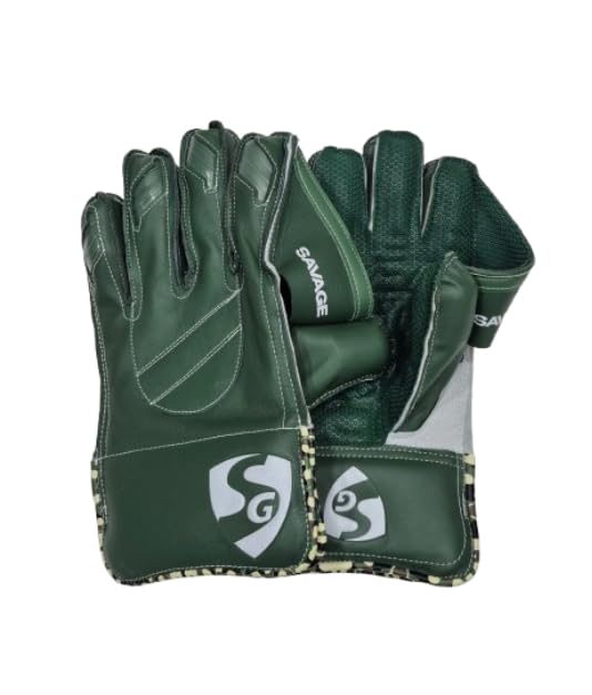 Image of SG Savage Mens-Green- Wicket Keeping Gloves-Mens (17+)