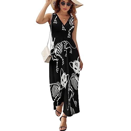 Robe sans manches à volants avec col en V fluide et coupe XL confortable