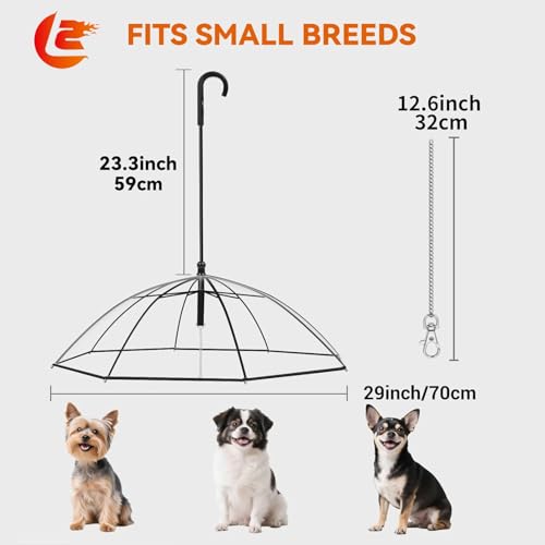 Lesypet Regenschirm mit Leine für kleine Haustiere, Regenschirm für Hunde, passend für 50,8 cm Rückenlänge