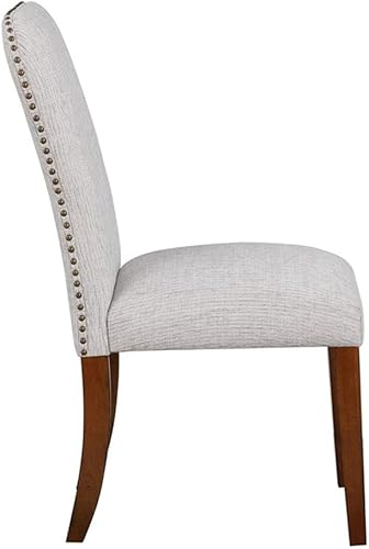 Miniatura 5 de Comfort Pointe Salina Sea Oat - Silla de comedor de tela beige con cabezas de clavo juego de 2