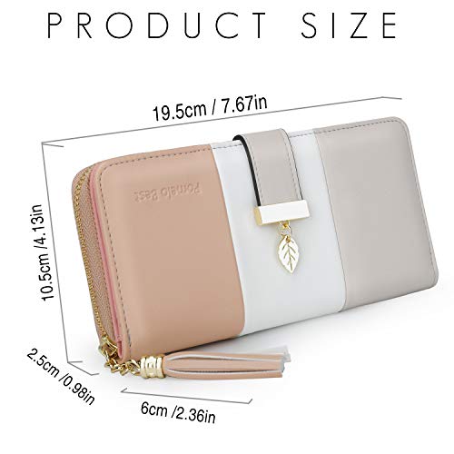 Image of Wallets for Women with Multiple Card Slots and Roomy Compartment (Grey /White /Apricot)