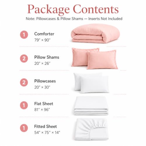 Image of weigelia Pink Full Comforter Set with Sheets - 7 Pieces Bed in a Bag Full | All Season, Boho Style, Soft Lightweight Bedding Set with Sheets, Pillow Shams, Pillowcases