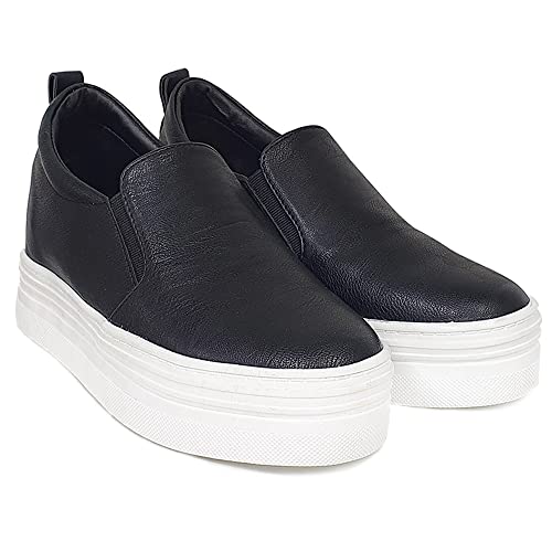 epdavin Women's Casual Leather Hidden Wedges Slip On Platform Sneakers Shoes3