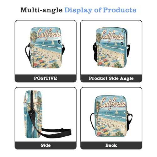 Summer Beach California Scene messenger bag for women crossbody Shoulder Crossover Bag Shoulder Hand Bags Adjustable Strap for work Travel4