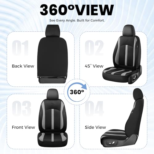 Image of FLORICH Front Car Seat Covers, Breathable Mesh Automotive Seat Cover, Universal Seat Covers Car Interior Protectors Cushion for Most Cars&SUV-Black&Grey