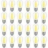 MAXvolador 24 Pack LED S14 Replacement Light Bulbs for Outdoor String Lights, Shatterproof Bulb for Patio Backyard Garden Waterproof, Dimmable, Warm White 2700K, E26 Medium Base
