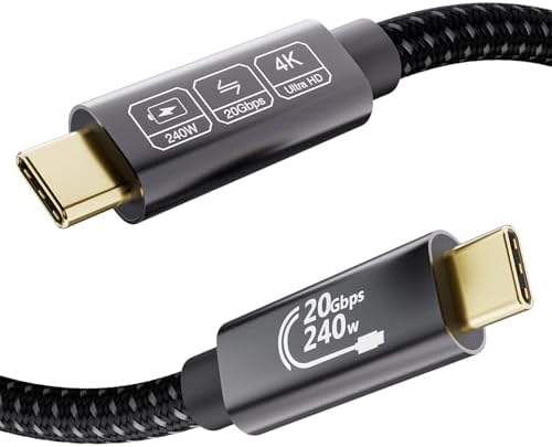 EUDOBEL USB-C-Kabel, 2 m, USB C 3.2 Gen2 × 2 240 W, 48 V/5 A, Video 5K bei 60 Hz, 4 K bei 144 Hz, USB-Datenkabel Typ C 20 Gbit/s für Thunderbolt 3/4, iPhone16, iPhone15, Switch, Ma