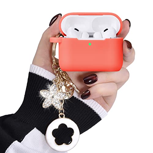 Image of Case for Airpods Pro 1st 2nd Generation - VISOOM Airpods Pro 1 /2 Cases Cover Women Silicone iPod Pro 2 Earbuds Wireless Charging Case Girl Bling Keychain for Apple Airpod Gen Pro 2