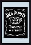 Bedruckter Spiegel, NEU empireposter Jack Daniels Whiskey Logo 3 - Bedruckter Spiegel mit Kunststoff Rahmen in Holzoptik, Kult-Spiegel - Grösse 20x30 cm