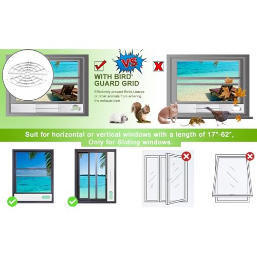 Portable Air Conditioner Window Kit,2-in-1 Universal Window Seal for 5.1\"/5.9\" Exhaust Hose and Tumble Dryer,Mobile A/C Window Vent Seal Kit with 4 Adjustable Seal Plate - Thumbnail 4