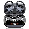 Bluetooth Kopfhörer Sport, 75H, In Ear Kopfhörer Kabellos Bluetooth 5.4, HiFi Stereo, Ohrhörer mit 4 HD ENC Mic, LED Anzeige, IP7 Wasserdicht Wireless Headset mit Ohrhaken, für Joggen/Arbeiten,Schwarz