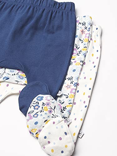 Image of HonestBaby Baby 3-Pack Footed Pants Roomy Fit Pull on Bottoms 100% Organic Cotton for Infant Baby Boys, Girls, Unisex