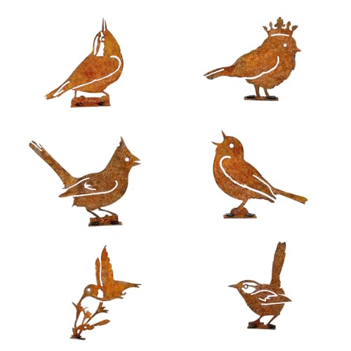 Alnicov 6PCS Rust Bird Garden Decoration Rust Stakes for Outdoor Metal Birds Garden Stake Tree Stake Rust Decoration with Screw for Garden Decoration - Image 3