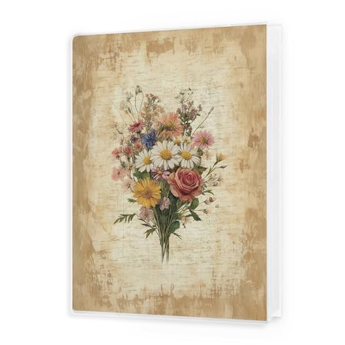 Image of Floral Photo Album 4x6, Vintage Rustic Wildflower Bouquet 18 Pockets Small Picture Memory Book Photo Album Keepsake for Graduation Wedding Anniversary Travel Vacation