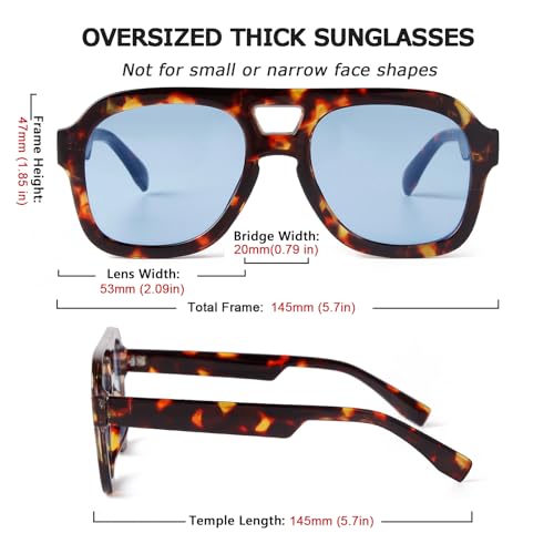 JUDOO Retro 70s Square Flat Aviator Sunglasses for Women Men Trendy Rectangle Double Bridge Geometric Sun Glasses Shades2