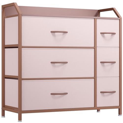 YITAHOME Dresser with 6 Drawers - Fabric Storage Tower, Organizer Unit for Bedroom, Living Room, Hallway, Closets (Rose Gold)