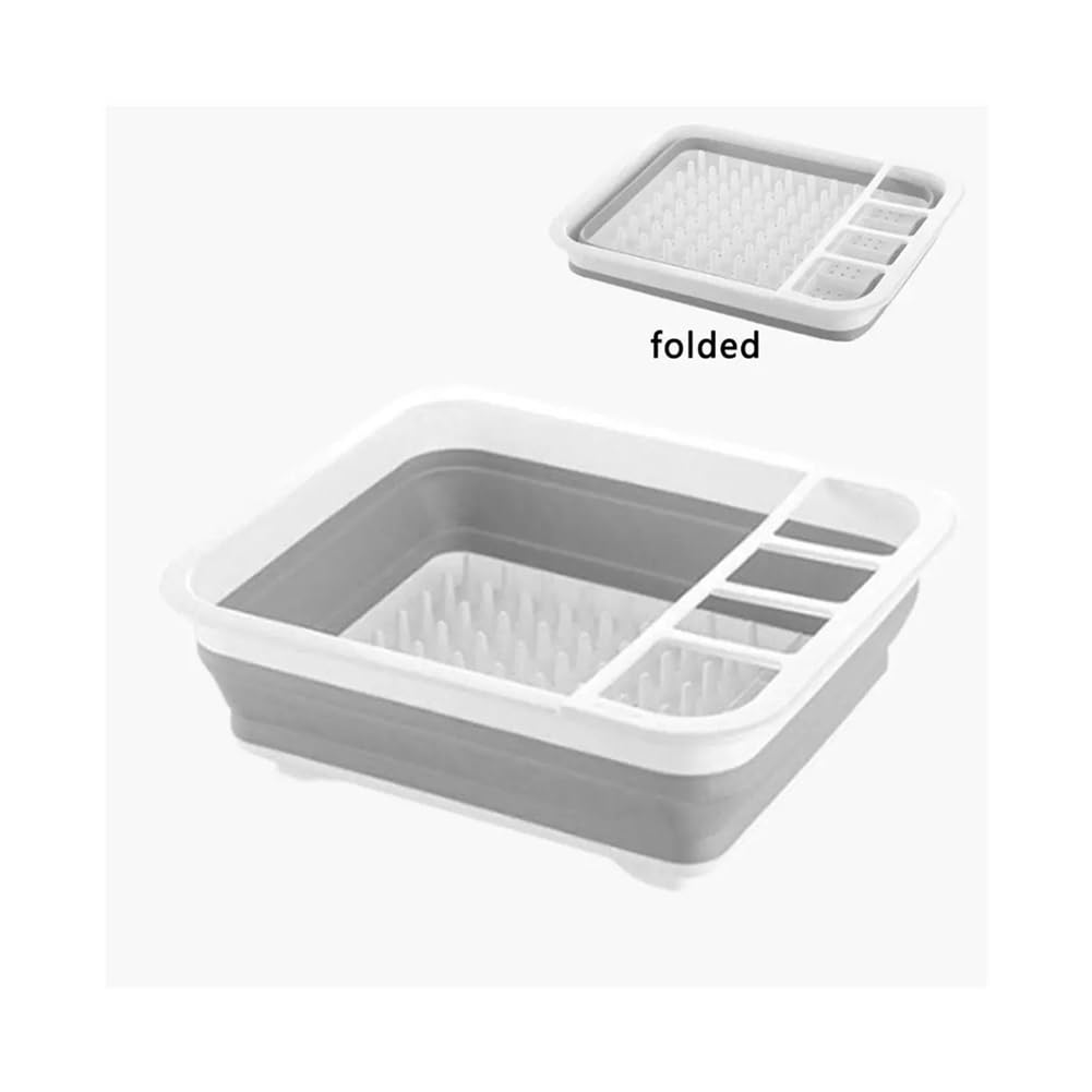 Escurridor de platos plegable de silicona portátil para fregadero, cesta escurridora de encimera que ahorra espacio (3 piezas)