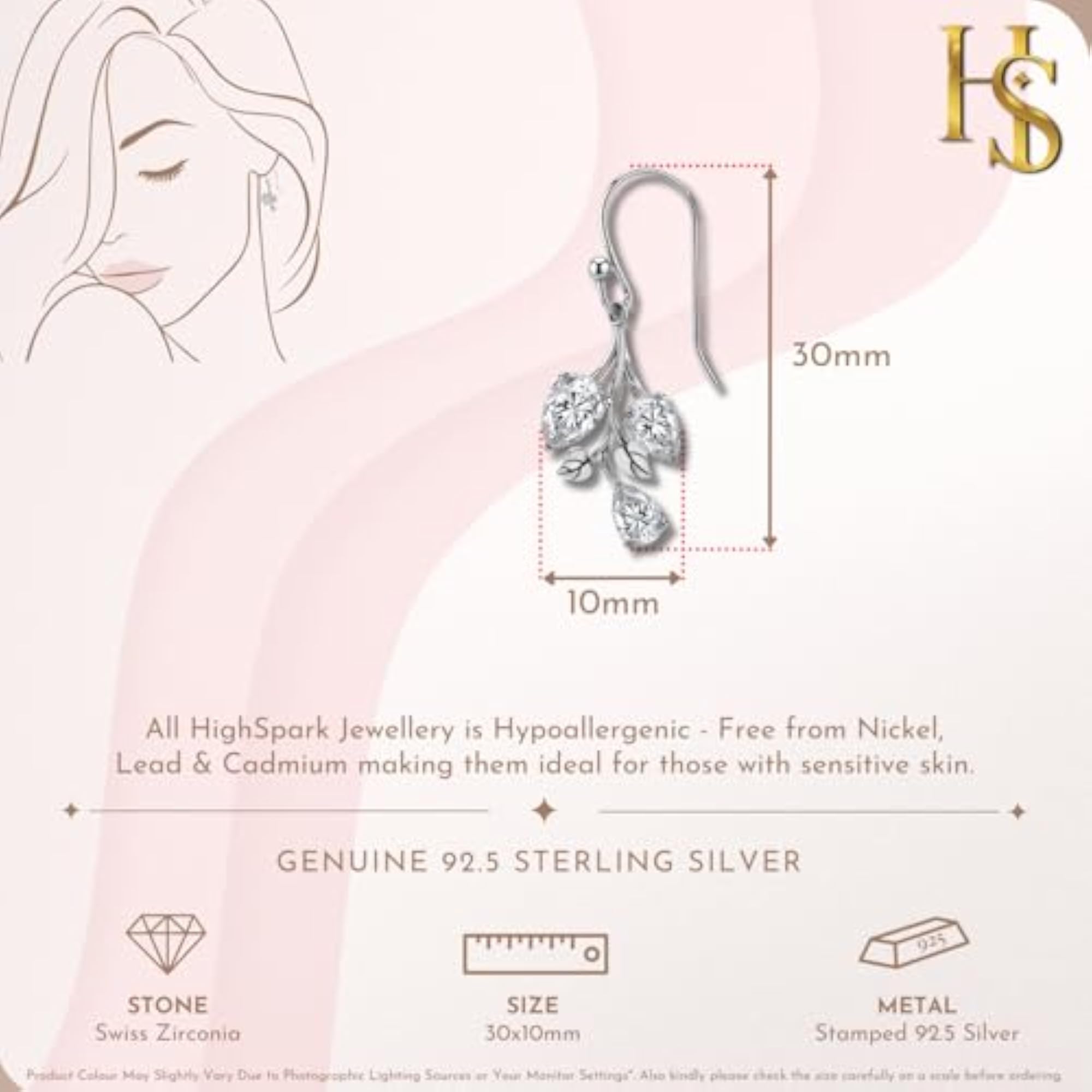 Women's 925 Sterling Silver Tulip Flower Solitaire Earrings