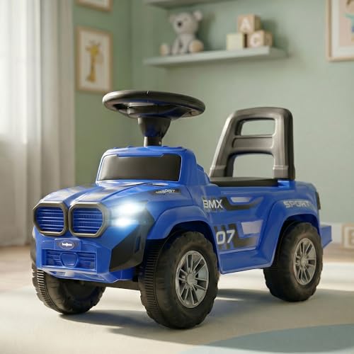 Image of Baybee Nitro Ride on Cars for Kids | Baby Push Ride ons Toys Car with Music & LED Light | Portable Ride on Jeep with High Backrest & Toy Storage | Outdoor Kids Cars for 1 to 3 Years Boy Girl (Blue)
