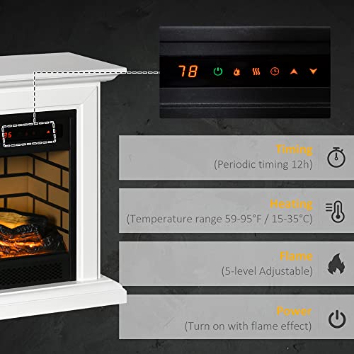 ESPIDOO Electric Fireplace Heater with Remote Control: Modern White Freestanding Fireplace with Dimmable Flame Effect - 1400W Space Heater for Home Office & Living Room with Temperature Control & Time - Image 5