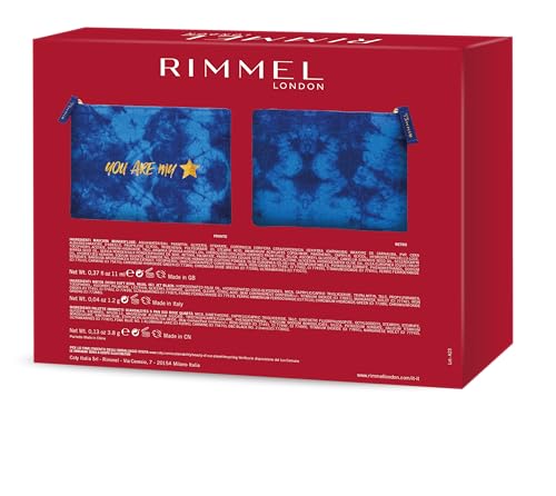 Rimmel London Kit Regalo Donna Love Message, Pochette Medium Blue Con Mascara Nero Wonder'luxe Volumizzante, Matita Occhi Soft Kajal Kohl E Palette Ombretti Scandaleyes 5 Pan - 2