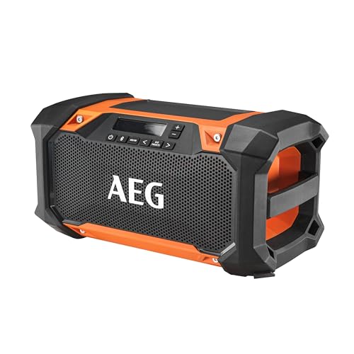 AEG - Radio de Chantier BRSP 18 – Bluetooth, Son Clair, Résistante Poussière et Éclaboussures, Port USB, Compatible Batteries 18V Pro – Idéale Ateliers...