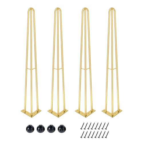 ManyiHome 28Inch Hairpin Table Legs Golden Set of 4 Desk Legs 1300lbs Load Capacity Rodsfor Coffee Table Night Stand Desk BenchDesk Bench Desk Dining End Table Chairs
