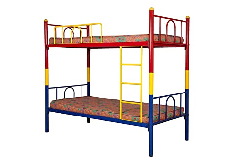 Image of Trios Single Size Kids Bunk Bed Without Storage Twin Over Twin Metal Bunk Cot | Double Decker Bed for Boys and Girls Room Furniture | Multicolor - 66 x 75 x 32 Inches(Design 3 (Multicolor-1)