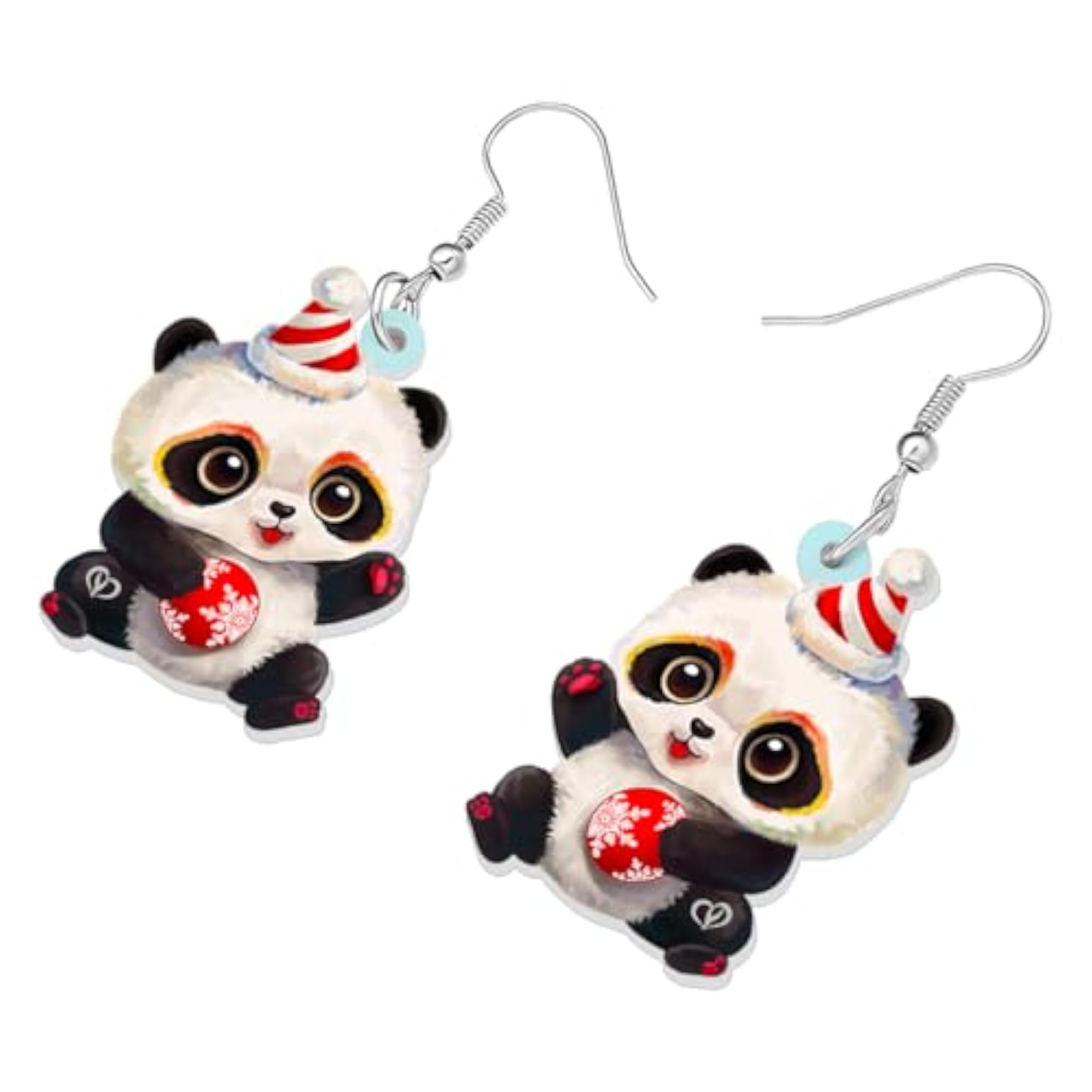 Acrylic Christmas Cute Panda Bear Dangle Earrings for Women